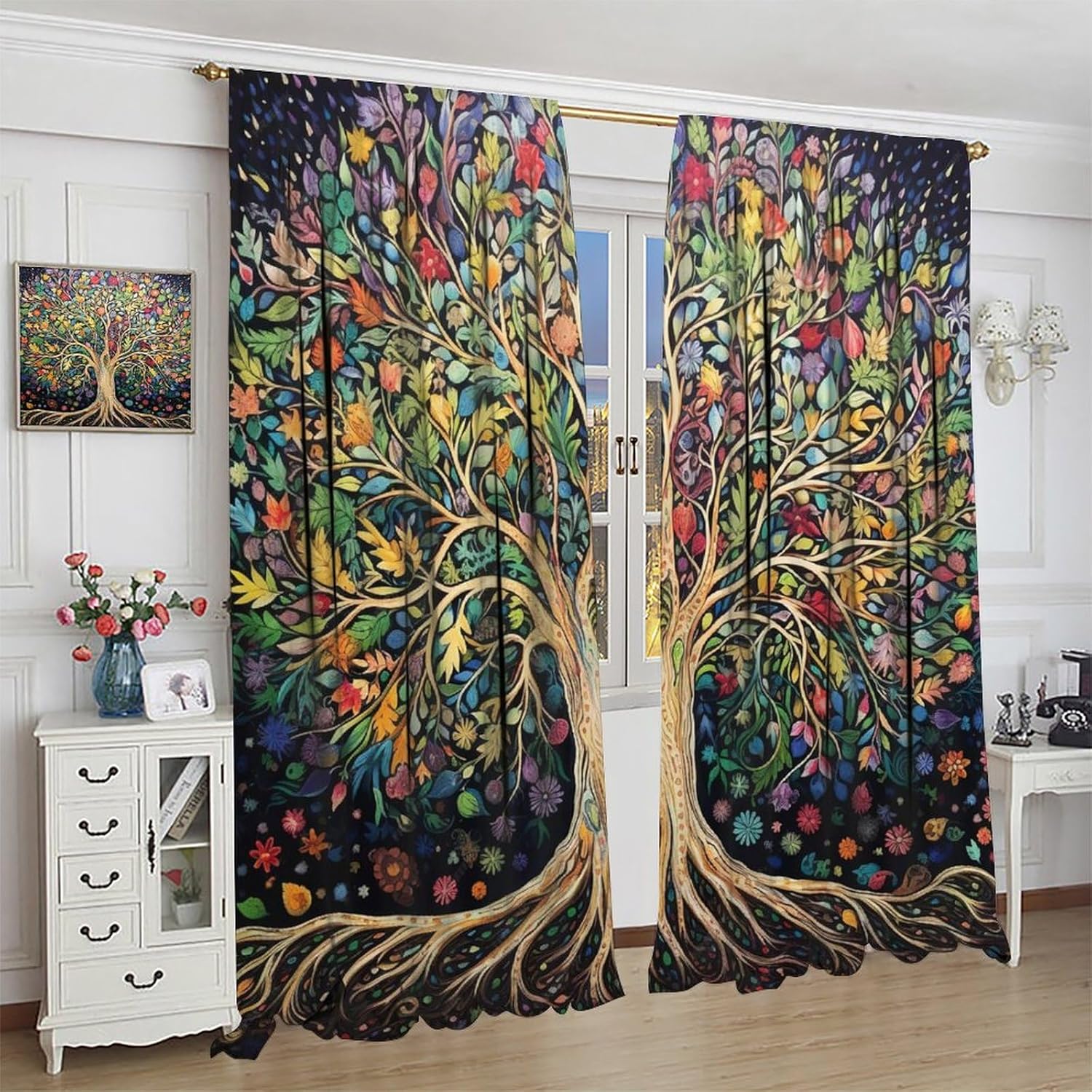Tree of Life Curtains, Fantasy - Modern Korean Lifestyle ulasan dan harga