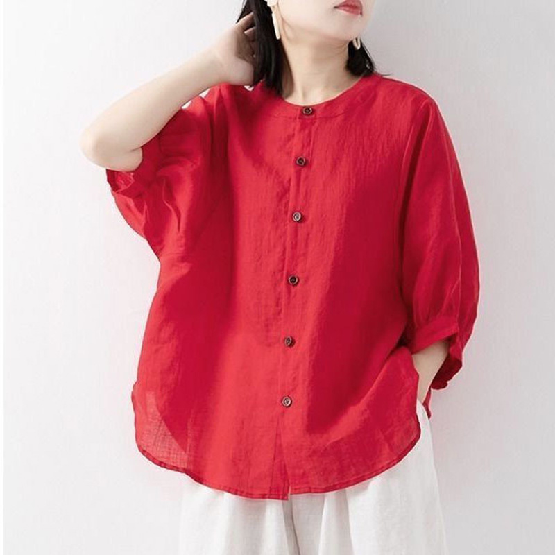 Cotton and linen shirt women's - Korean Lifestyle ulasan dan harga