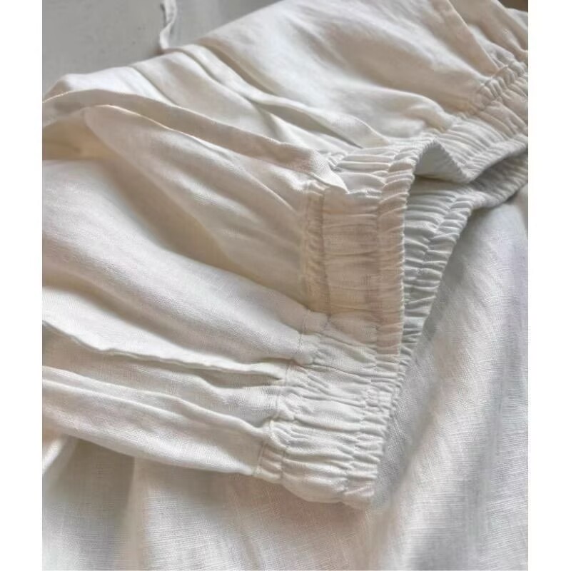 Korean White Cotton Linen Wide - Korean Lifestyle ulasan dan harga